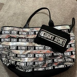 Victoria Secret tote with small pouch/makeup bag